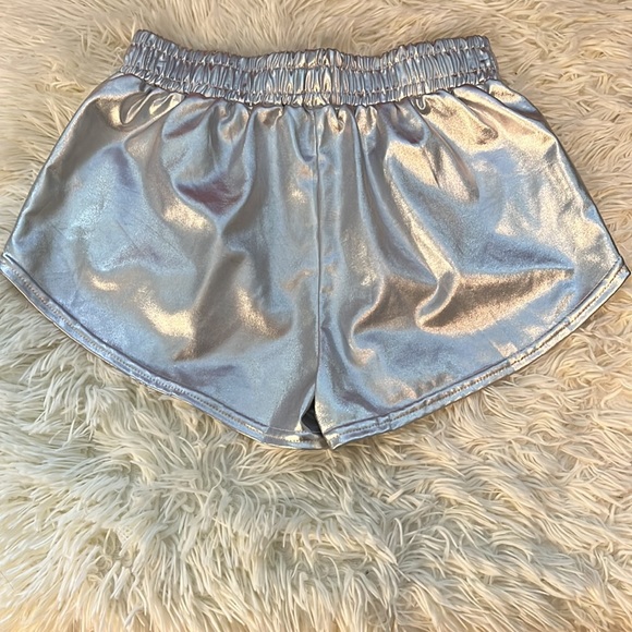 PESION Women's Metallic Shiny Shorts Sparkly Rave Hot Short Pants. Size Small - Picture 3 of 11